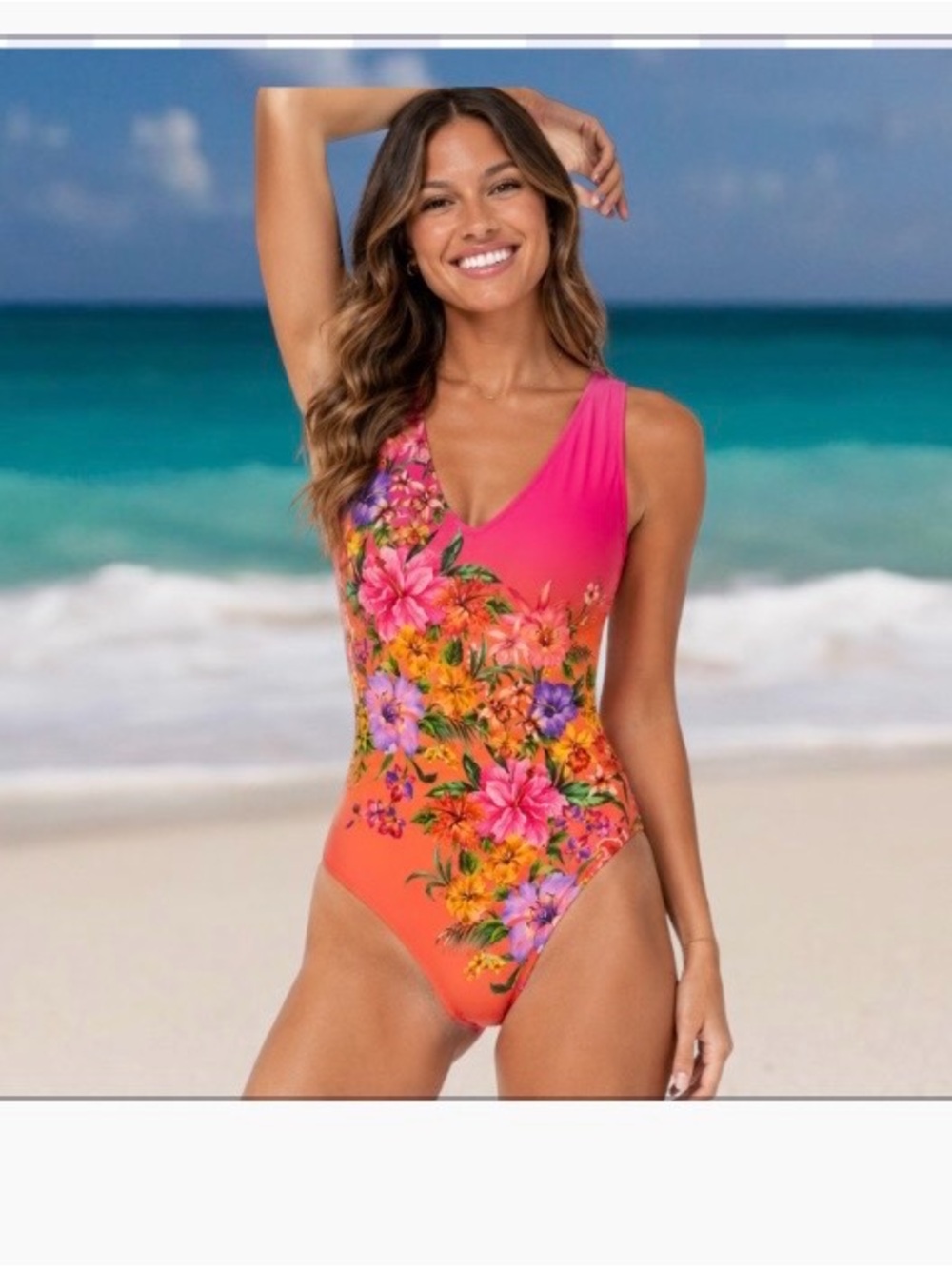 Johnny Was Kairi V Neck  Floral One-Piece Swimsuit ~ NWT